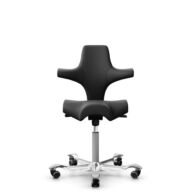 HÅG Capisco 8106 - Paloma Soft (Wollsdorf) - Semi-aniline leather - PL56100 Black - Silver - 265 mm (seat height 53-79cm) - Hard castors for soft floors thumbnail