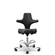 HÅG Capisco 8106 - Paloma Soft (Wollsdorf) - Semi-aniline leather - PL56100 Black - Silver - 265 mm (seat height 53-79cm) - Soft castors for hard floors thumbnail
