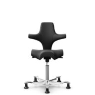 HÅG Capisco 8106 - Paloma Soft (Wollsdorf) - Cuir semi-aniline - PL56100 Black - Argent - 265 mm (hauteur d’assise 53–79 cm) - Patins thumbnail