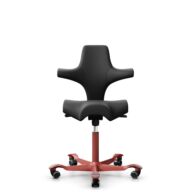 HÅG Capisco 8106 - Paloma Soft (Wollsdorf) - Semi-aniline leather - PL56100 Black - Blush Rose - 150mm (seat height 40–55cm) - Hard castors for soft floors thumbnail