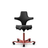 HÅG Capisco 8106 - Paloma Soft (Wollsdorf) - Semi-aniline leather - PL56100 Black - Blush Rose - 150mm (seat height 40–55cm) - Soft castors for hard floors thumbnail