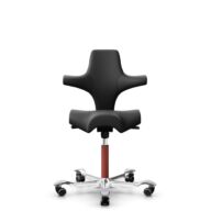 HÅG Capisco 8106 - Paloma Soft (Wollsdorf) - Cuero semi-anilina - PL56100 Black - Blush Rose - 150mm (seat height 40–55cm) - Soft castors for hard floors thumbnail