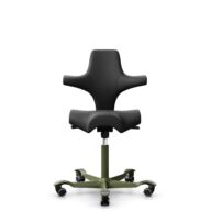 HÅG Capisco 8106 - Paloma Soft (Wollsdorf) - Semi-aniline leather - PL56100 Black - Moss Grey - 150mm (seat height 40–55cm) - Soft castors for hard floors thumbnail