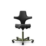HÅG Capisco 8106 - Paloma Soft (Wollsdorf) - Semi-aniline leather - PL56100 Black - Moss Grey - 265 mm (seat height 53-79cm) - Hard castors for soft floors thumbnail