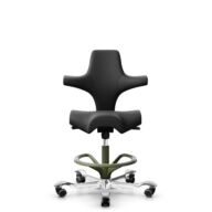 HÅG Capisco 8106 - Paloma Soft (Wollsdorf) - Semi-aniline leather - PL56100 Black - Moss Grey - 265 mm (seat height 53-79cm) - Hard castors for soft floors thumbnail