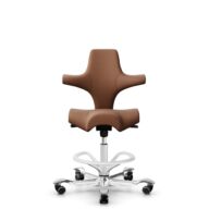 HÅG Capisco 8106 - Elmosoft (Elmo) - Cuir semi-aniline - EL33004 - Cognac - Blanc - 200 mm (hauteur d’assise 46–64 cm) - Roues souples pour sols durs thumbnail