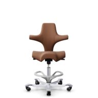 HÅG Capisco 8106 - Elmosoft (Elmo) - Semi-aniline leather - EL33004 - Cognac - Silver - 200 mm (seat height 46-64cm) - Hard castors for soft floors thumbnail
