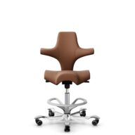 HÅG Capisco 8106 - Elmosoft (Elmo) - Semi-Anilinleder - EL33004 - Cognac - Silber - 200 mm (Sitzhöhe 46-64cm) - Harte Rollen für weiche Böden thumbnail
