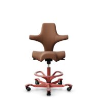 HÅG Capisco 8106 - Elmosoft (Elmo) - Cuir semi-aniline - EL33004 - Cognac - Blush Rose - 200 mm (hauteur d’assise 46–64 cm) - Roues souples pour sols durs thumbnail