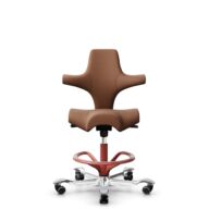 HÅG Capisco 8106 - Elmosoft (Elmo) - Cuir semi-aniline - EL33004 - Cognac - Blush Rose - 265 mm (hauteur d’assise 53–79 cm) - Roues souples pour sols durs thumbnail