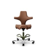 HÅG Capisco 8106 - Elmosoft (Elmo) - Cuir semi-aniline - EL33004 - Cognac - Moss Grey - 200 mm (hauteur d’assise 46–64 cm) - Roues souples pour sols durs thumbnail