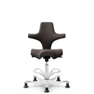 HÅG Capisco 8106 - Elmosoft (Elmo) - Semi-Anilinleder - EL93068 - Dark brown - Weiß - 200 mm (Sitzhöhe 46-64cm) - Bodengleiter thumbnail