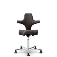 HÅG Capisco 8106 - Elmosoft (Elmo) - Semi-Anilinleder - EL93068 - Dark brown - Weiß - 265 mm (Sitzhöhe 53-79cm) - Bodengleiter thumbnail