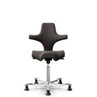 HÅG Capisco 8106 - Elmosoft (Elmo) - Semi-aniline leather - EL93068 - Dark brown - Silver - 150mm (seat height 40–55cm) - Glides thumbnail