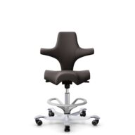 HÅG Capisco 8106 - Elmosoft (Elmo) - Cuir semi-aniline - EL93068 - Dark brown - Argent - 200 mm (hauteur d’assise 46–64 cm) - Roues souples pour sols durs thumbnail