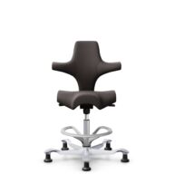 HÅG Capisco 8106 - Elmosoft (Elmo) - Cuero semi-anilina - EL93068 - Dark brown - Silver - 200 mm (seat height 46-64cm) - Glides thumbnail