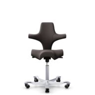 HÅG Capisco 8106 - Elmosoft (Elmo) - Semi-Anilinleder - EL93068 - Dark brown - Silber - 265 mm (Sitzhöhe 53-79cm) - Harte Rollen für weiche Böden thumbnail