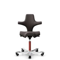 HÅG Capisco 8106 - Elmosoft (Elmo) - Cuero semi-anilina - EL93068 - Dark brown - Blush Rose - 200 mm (seat height 46-64cm) - Hard castors for soft floors thumbnail
