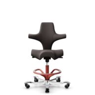 HÅG Capisco 8106 - Elmosoft (Elmo) - Cuir semi-aniline - EL93068 - Dark brown - Blush Rose - 265 mm (hauteur d’assise 53–79 cm) - Roues dures pour sols souples thumbnail