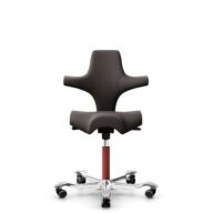 HÅG Capisco 8106 - Elmosoft (Elmo) - Cuero semi-anilina - EL93068 - Dark brown - Blush Rose - 265 mm (seat height 53-79cm) - Soft castors for hard floors thumbnail