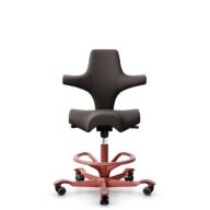 HÅG Capisco 8106 - Elmosoft (Elmo) - Semi-aniline leather - EL93068 - Dark brown - Blush Rose - 265 mm (seat height 53-79cm) - Soft castors for hard floors thumbnail