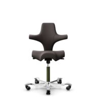 HÅG Capisco 8106 - Elmosoft (Elmo) - Cuero semi-anilina - EL93068 - Dark brown - Moss Grey - 150mm (seat height 40–55cm) - Soft castors for hard floors thumbnail