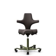 HÅG Capisco 8106 - Elmosoft (Elmo) - Semi-aniline leather - EL93068 - Dark brown - Moss Grey - 200 mm (seat height 46-64cm) - Hard castors for soft floors thumbnail