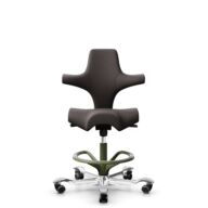 HÅG Capisco 8106 - Elmosoft (Elmo) - Semi-aniline leather - EL93068 - Dark brown - Moss Grey - 265 mm (seat height 53-79cm) - Soft castors for hard floors thumbnail