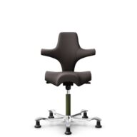 HÅG Capisco 8106 - Elmosoft (Elmo) - Cuero semi-anilina - EL93068 - Dark brown - Moss Grey - 265 mm (seat height 53-79cm) - Glides thumbnail