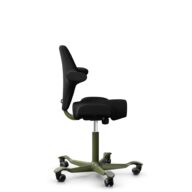 HÅG Capisco 8106 - Xtreme (Camira) - Recyceltes Polyester - EXR009 - Black - Moss Grey - 150mm (Sitzhöhe 40-55cm) - Weiche Rollen für harte Böden thumbnail