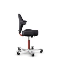 HÅG Capisco 8106 - Xtreme (Camira) - Recyceltes Polyester - EXR145 - Charcoal - Blush Rose - 200 mm (Sitzhöhe 46-64cm) - Harte Rollen für weiche Böden thumbnail