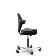 HÅG Capisco 8106 - Puxx 1 (Oniro) - Polyurethan-Kunstleder - PU215816 - Black - Moss Grey - 150mm (Sitzhöhe 40-55cm) - Weiche Rollen für harte Böden thumbnail