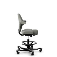 HÅG Capisco 8106 - Paloma Soft (Wollsdorf) - Semi-aniline leather - ATG55115 - Warm grey - Black - 265 mm (seat height 53-79cm) - Soft castors for hard floors thumbnail