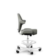 HÅG Capisco 8106 - Paloma Soft (Wollsdorf) - Cuero semi-anilina - ATG55115 - Warm grey - White - 200 mm (seat height 46-64cm) - Soft castors for hard floors thumbnail