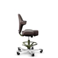 HÅG Capisco 8106 - Paloma Soft (Wollsdorf) - Semi-aniline leather - ATG55130 - Dark brown - Moss Grey - 200 mm (seat height 46-64cm) - Hard castors for soft floors thumbnail