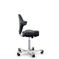 HÅG Capisco 8106 - Paloma Soft (Wollsdorf) - Cuir semi-aniline - ATG55185 - Charcoal - Argent - 200 mm (hauteur d’assise 46–64 cm) - Roues souples pour sols durs thumbnail
