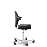HÅG Capisco 8106 - Paloma Soft (Wollsdorf) - Semi-aniline leather - PL56100 Black - White - 150mm (seat height 40–55cm) - Hard castors for soft floors thumbnail