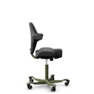 HÅG Capisco 8106 - Paloma Soft (Wollsdorf) - Semi-aniline leather - PL56100 Black - Moss Grey - 265 mm (seat height 53-79cm) - Hard castors for soft floors thumbnail