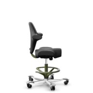 HÅG Capisco 8106 - Paloma Soft (Wollsdorf) - Semi-aniline leather - PL56100 Black - Moss Grey - 265 mm (seat height 53-79cm) - Hard castors for soft floors thumbnail
